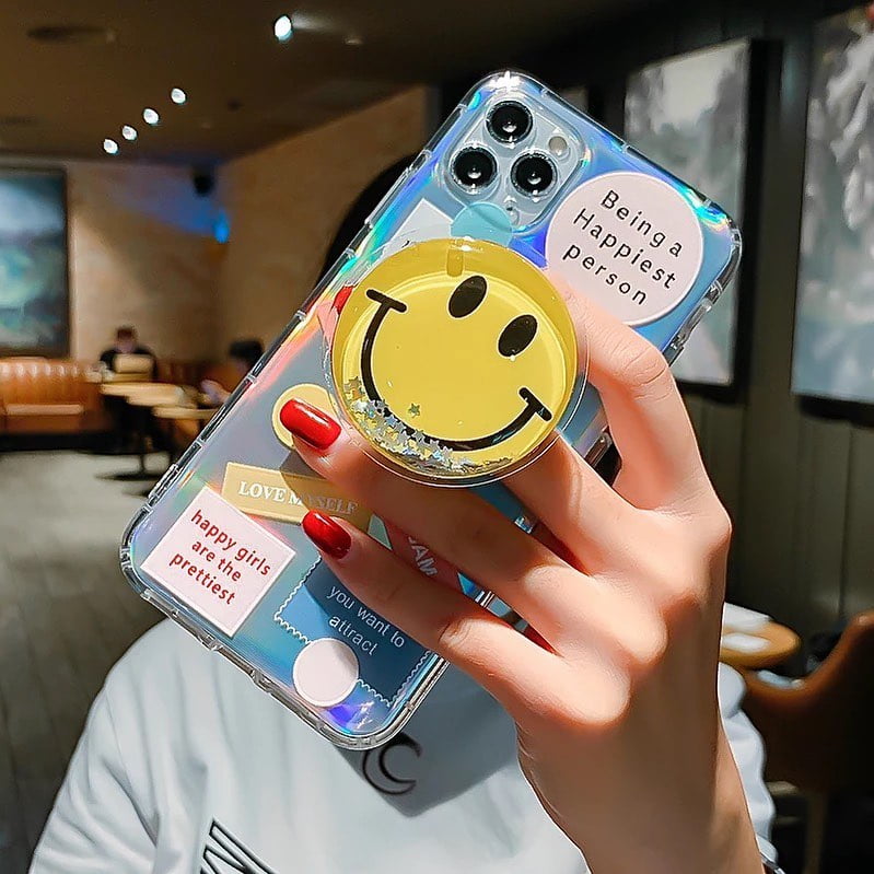 Emoji Phone Case With Glitter Pop-Holder
