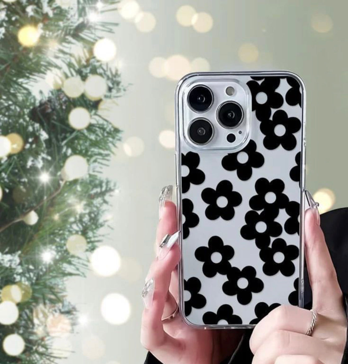 Black Flowers Customised PNG Cases