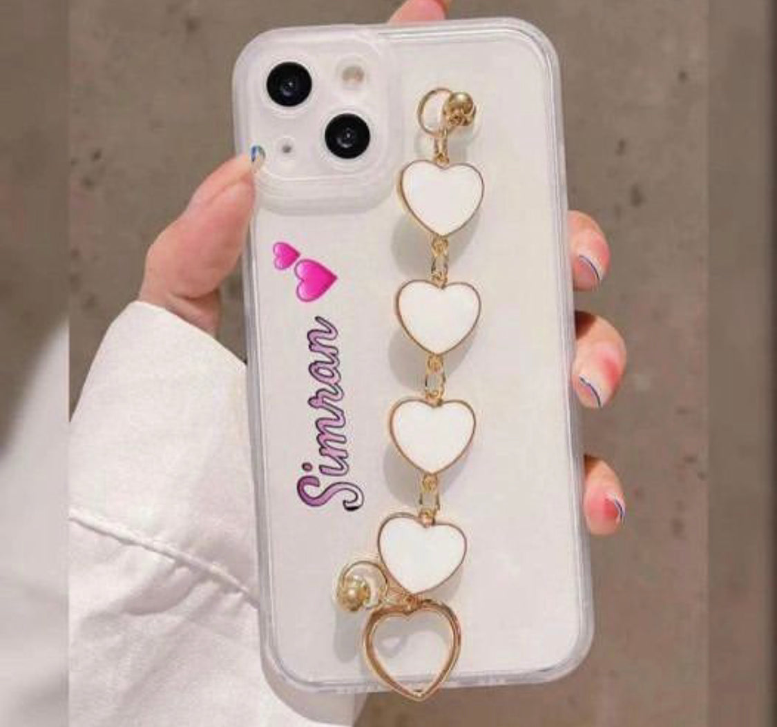 Printed Name Customise PNG Case with White Metal Chain