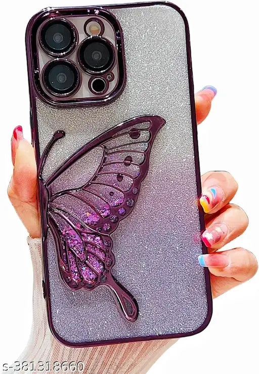 Butterfly 2-in-1 Bling Plated Electroplated Phone Case with Lens
