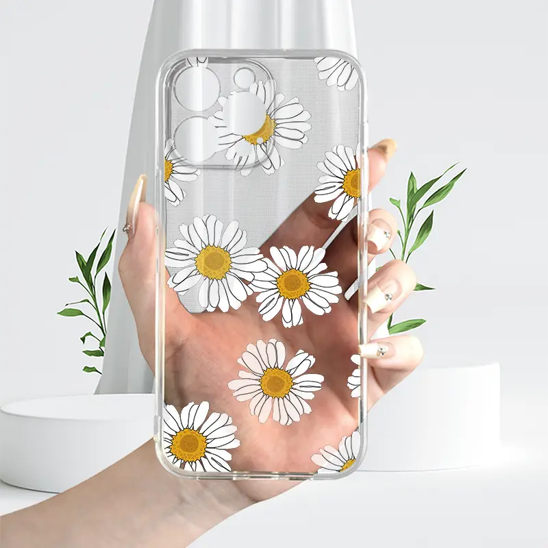 Daisy Flower Pattern Shockproof Customise PNG Case.