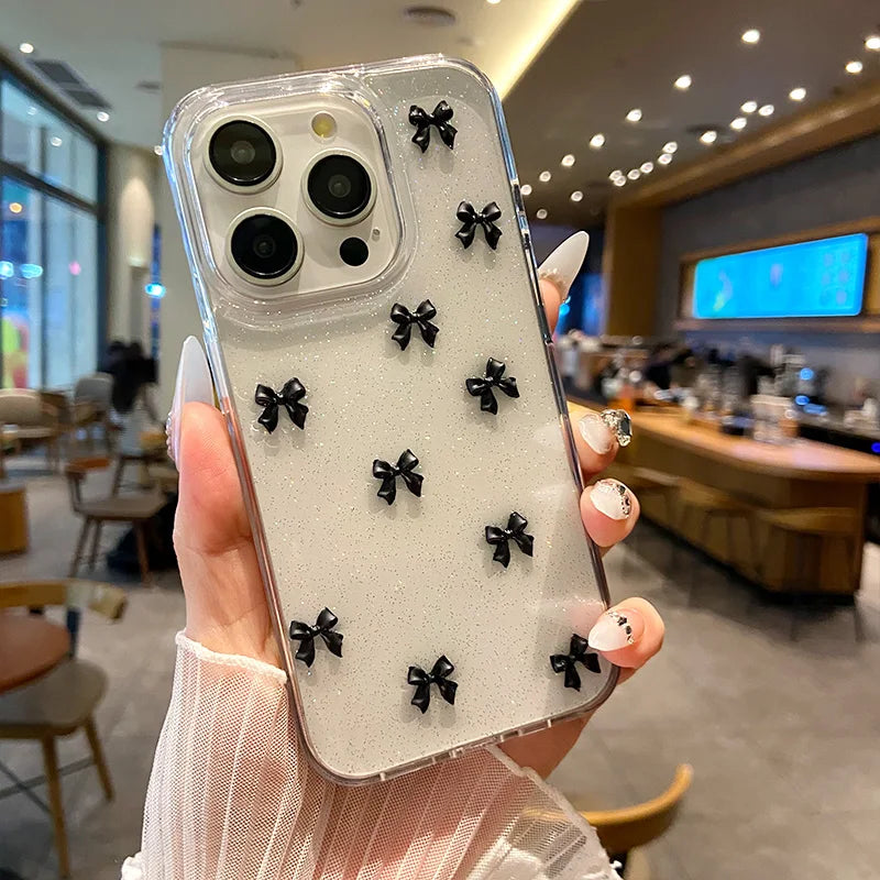 Aesthetic Black Bow Case