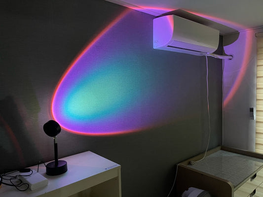 4 in 1 Sunset Lamp Rainbow Projector Mood Light Living Room Bedroom Night Light Room Decor Bar Atmosphere Photography Background