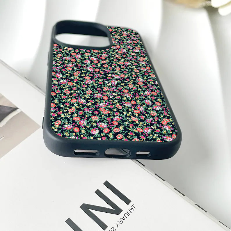 Black Small Floral Phone Case
