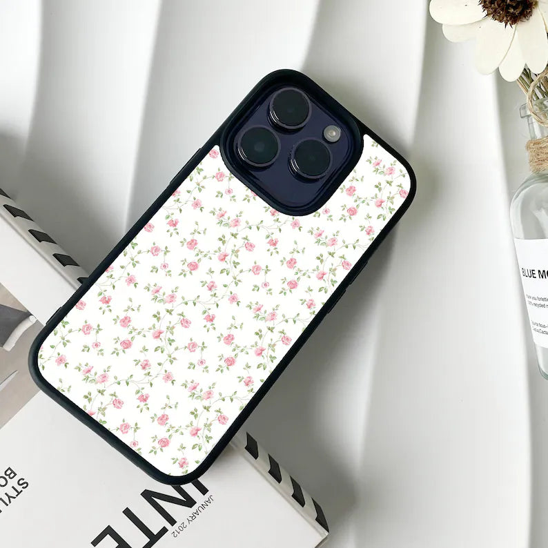 White Small Floral Printed Phone Case
