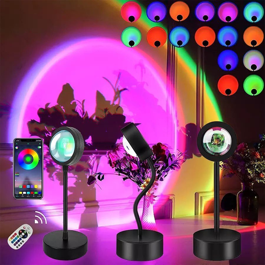 RGB Sunset Lamp Rainbow Projector Mood Light Living Room Bedroom Night Light Room Decor Bar Atmosphere Photography Background