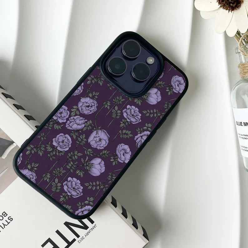 Vintage Purple Flower Printed Phone Case