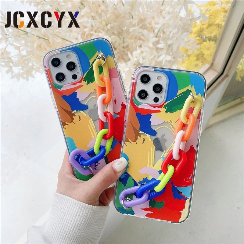 Splash Multicolor Rainbow Case With Multicolor Chain