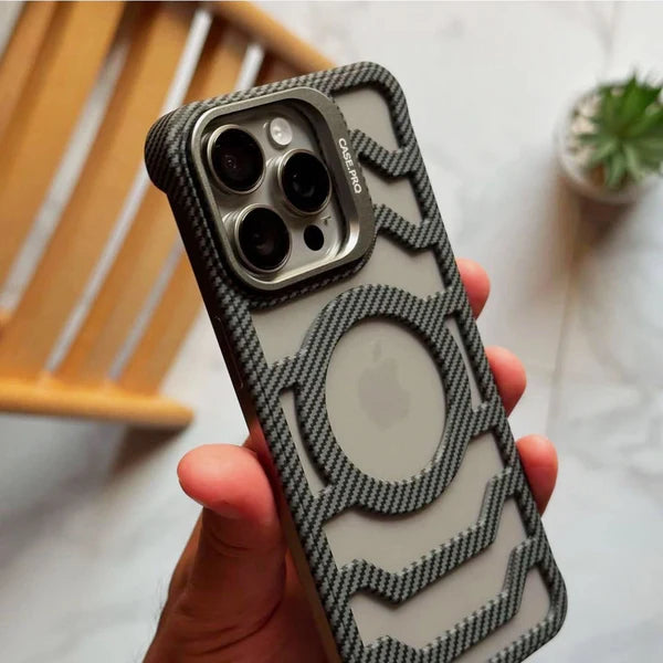 Bazel Less Carbon Fiber Magsafe Case With Metal Kickstand