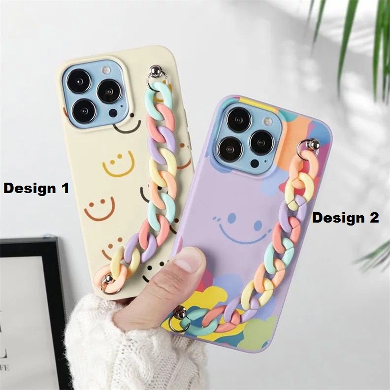 Smiley Emoji Case With Multicolor Chain