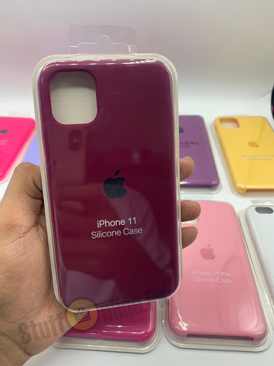 APPLE iPhone 11 Pro Max Silicone Logo Case Purple Red Pink Yellow Lilac Plum Maroon