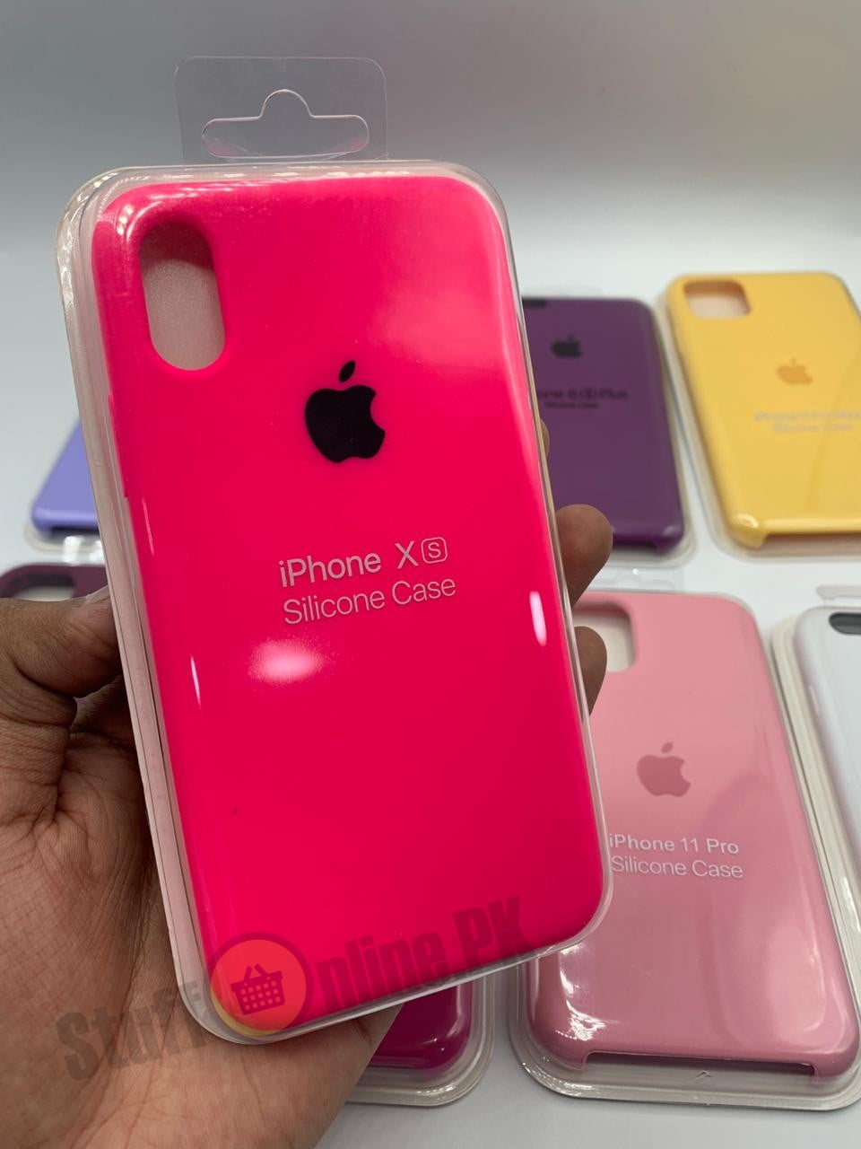 APPLE iPhone X / Xs Silicone Logo Case Purple Red Pink Yellow Lilac Plum Maroon