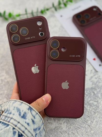 Original Rich Dark Cherry Leather Texture Premium Case