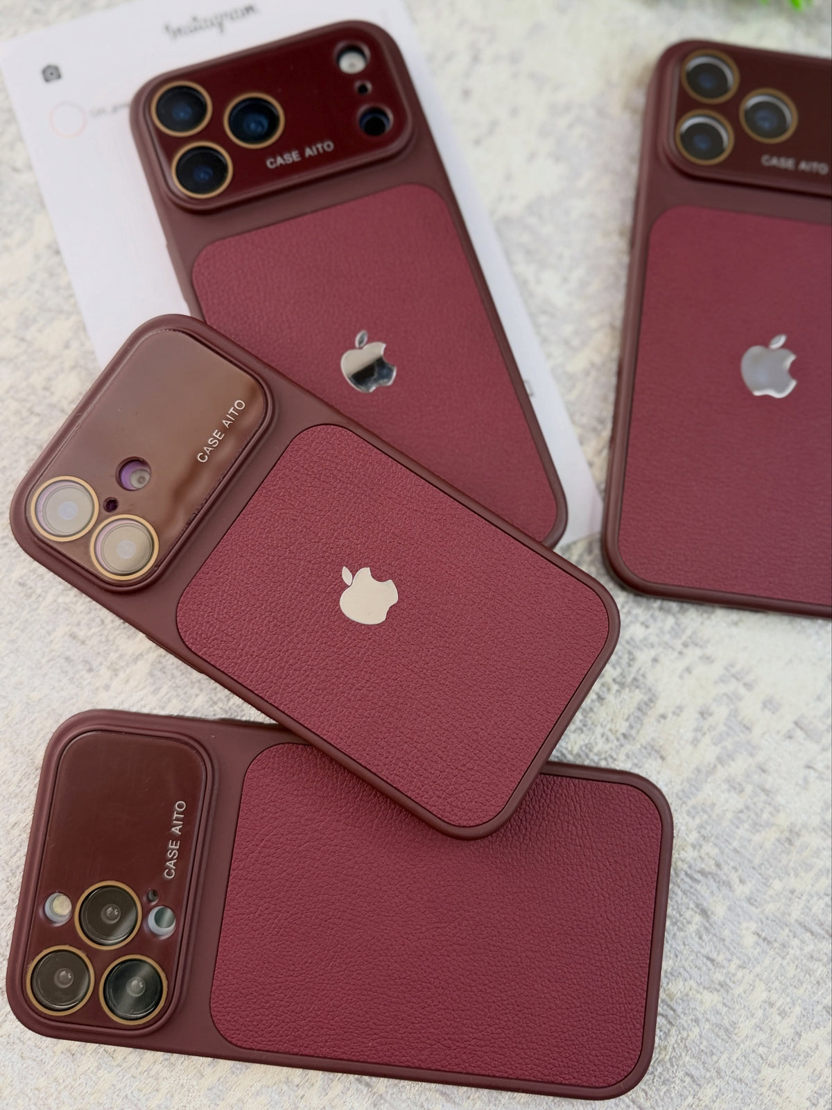 Original Rich Dark Cherry Leather Texture Premium Case