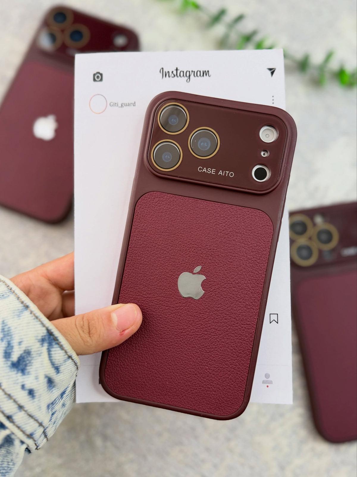 Original Rich Dark Cherry Leather Texture Premium Case