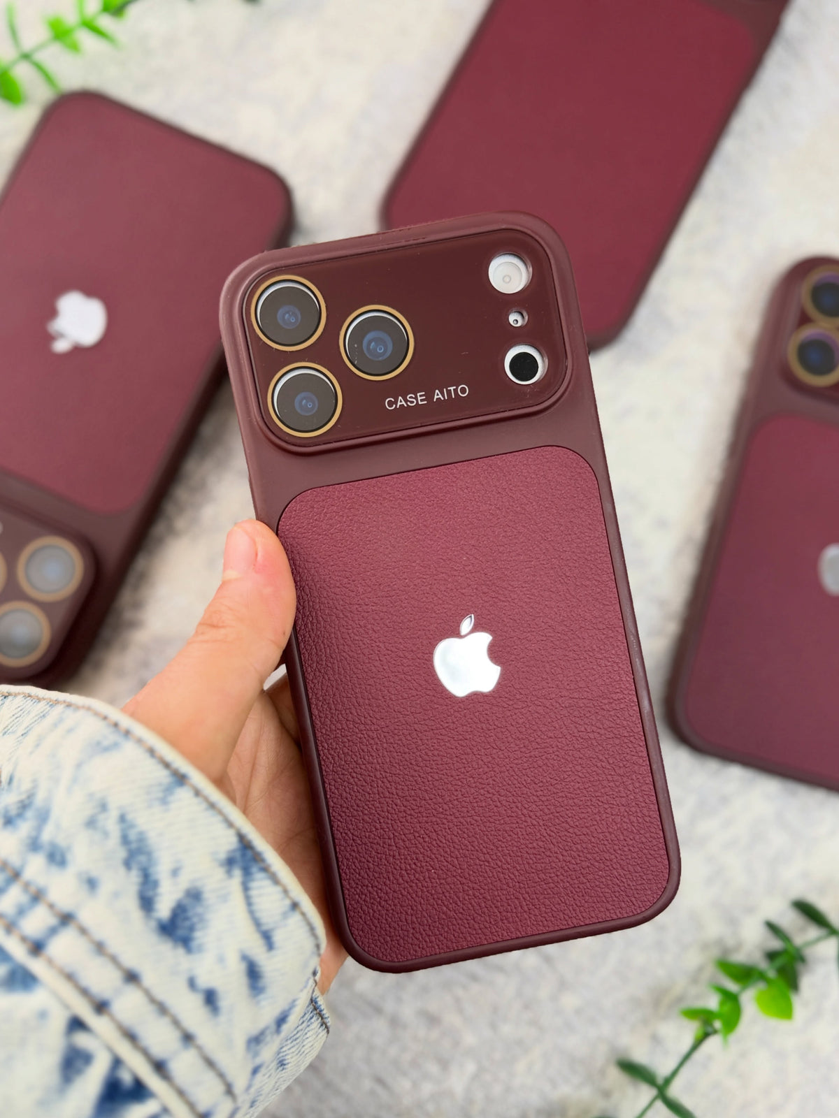 Original Rich Dark Cherry Leather Texture Premium Case