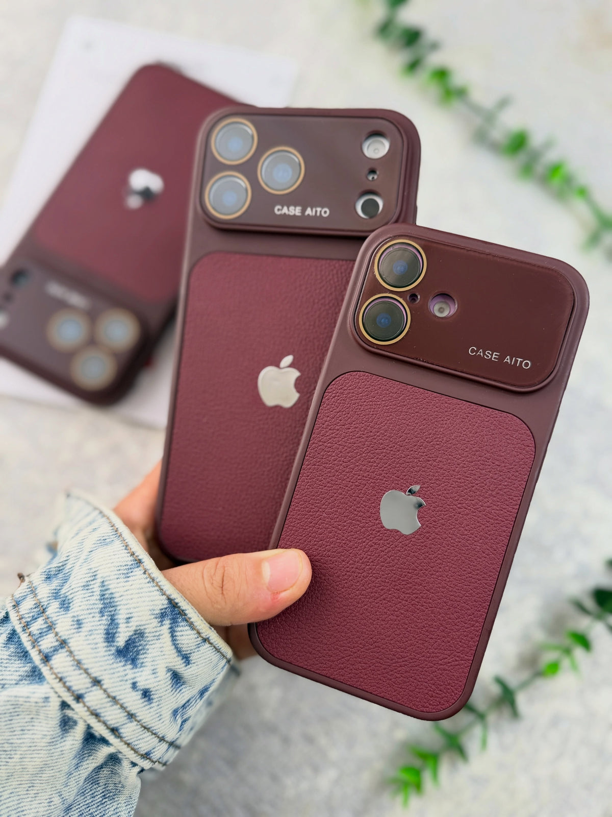 Original Rich Dark Cherry Leather Texture Premium Case