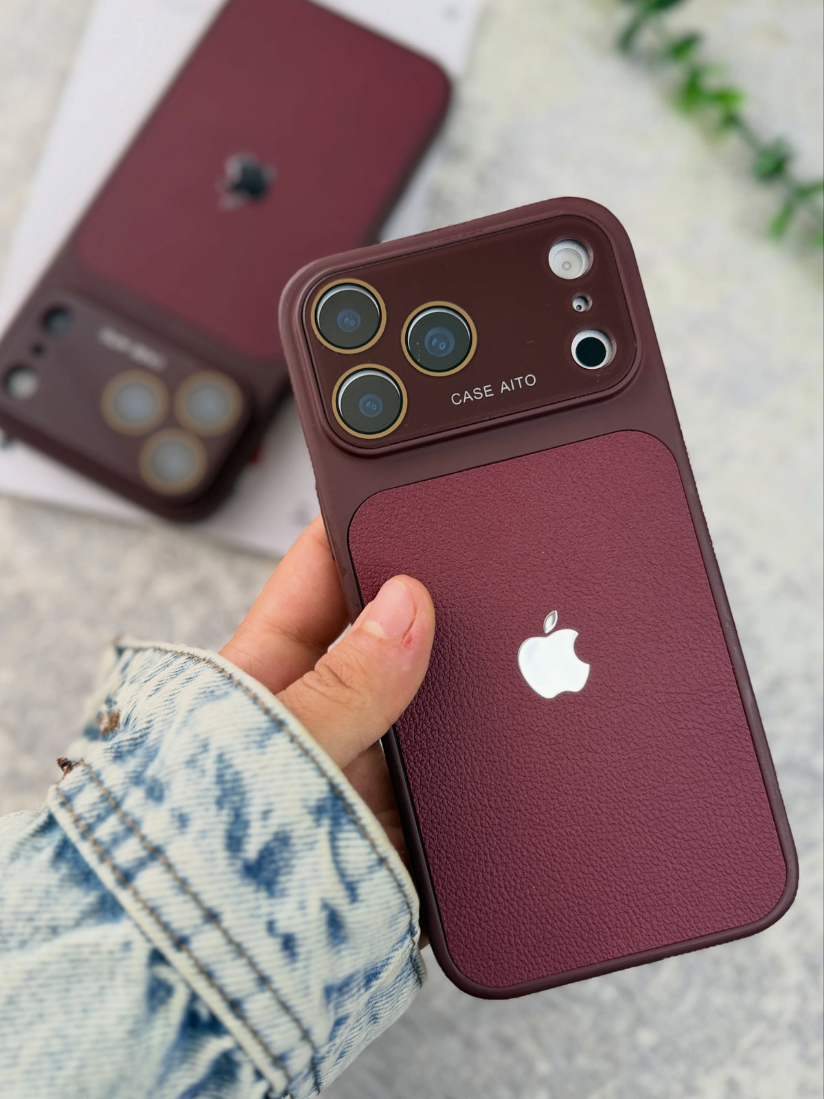 Original Rich Dark Cherry Leather Texture Premium Case
