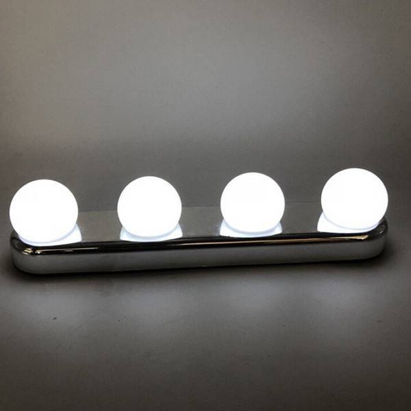 Portable Makeup Vanity Light Super Bright 4 LED Bulbs Makeup Mirror Lights Kit Battery Powered Light Makeup Accessory