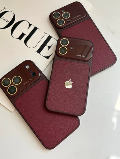 Original Rich Dark Cherry Leather Texture Premium Case