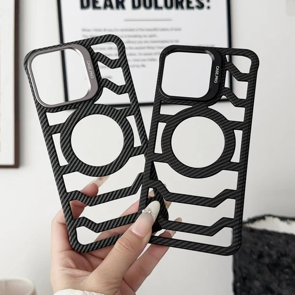 Bazel Less Carbon Fiber Magsafe Case With Metal Kickstand