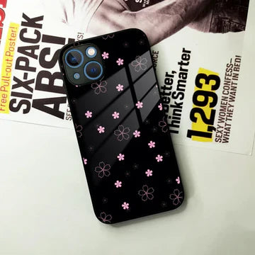 Black Small Flowers 2D Glossy Case
