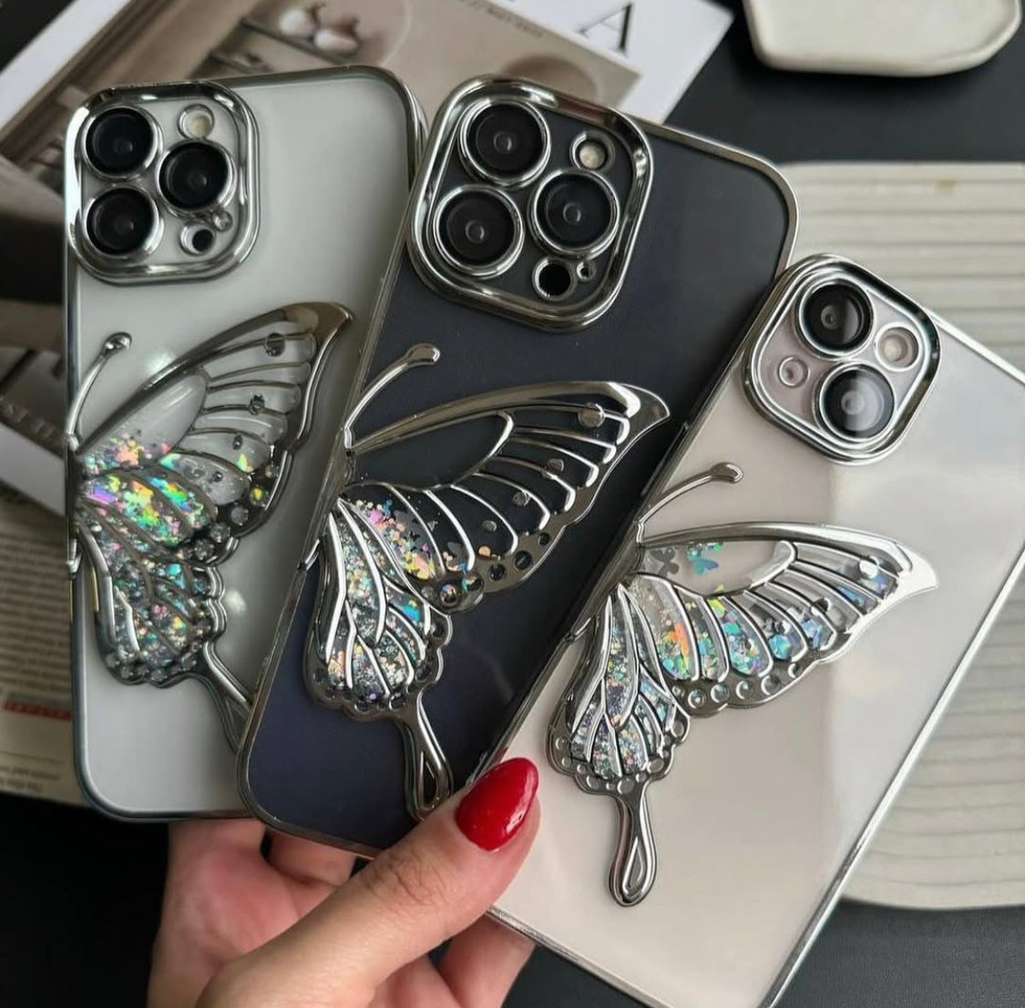Premium Quality Butterfly Glitter Case For IPhone Including 16 Series