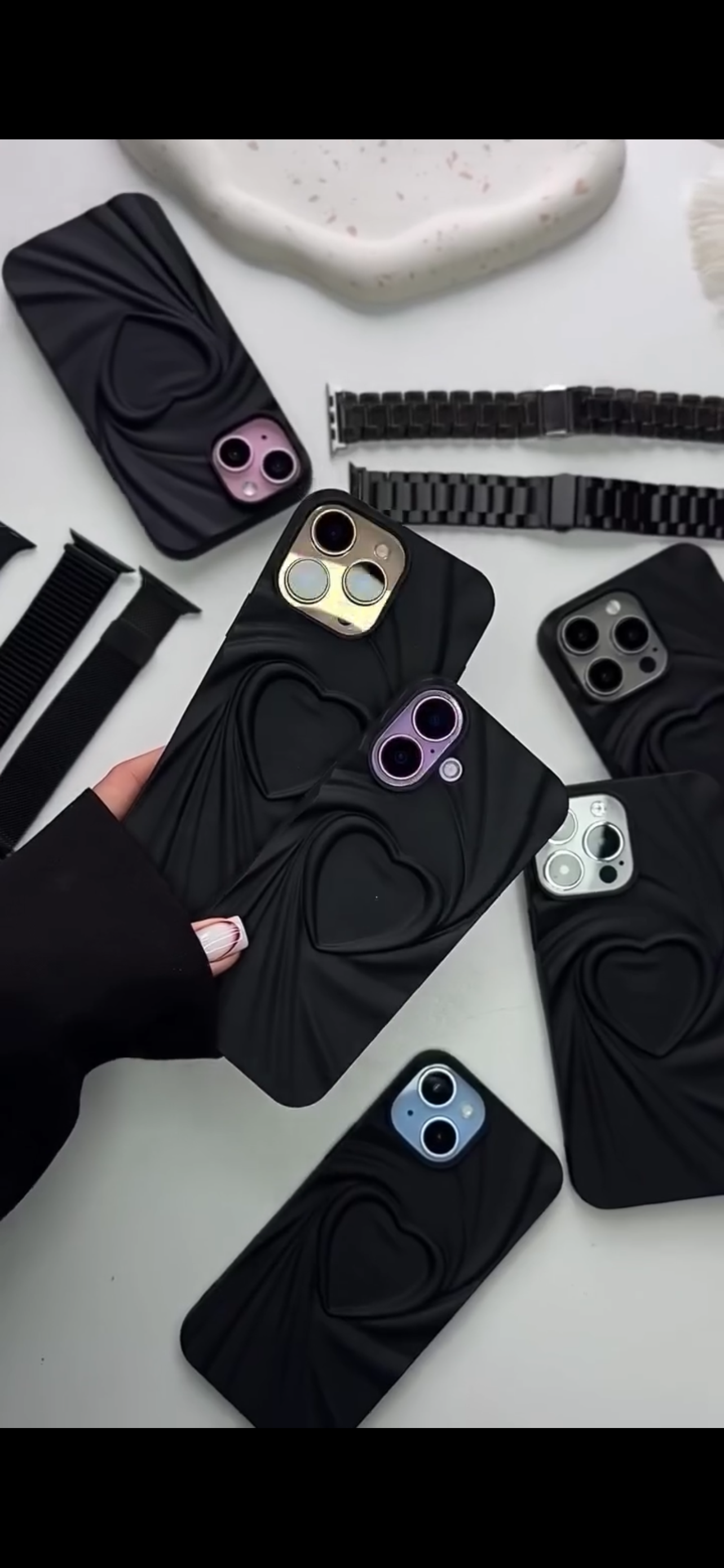3D Heart Wave Phone Case –