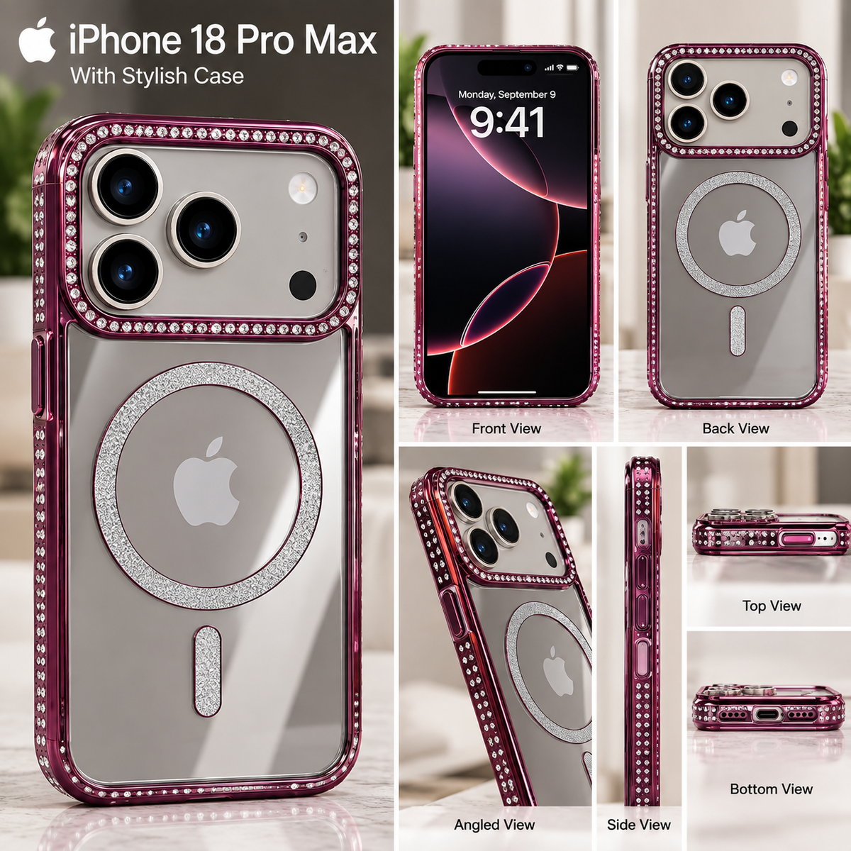 New Diamond Magsafe Glame Case With Lens Protection