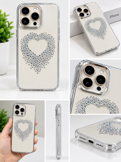 Luxury Crystal Heart iPhone Case – Elegant & Stylish Protection