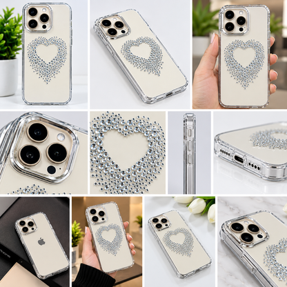 Luxury Crystal Heart iPhone Case – Elegant & Stylish Protection