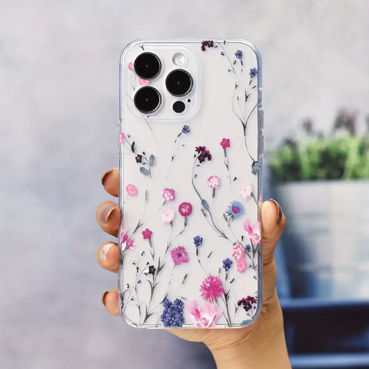 Stylish Pink & Purple Floral Pattern Customise PNG Case.