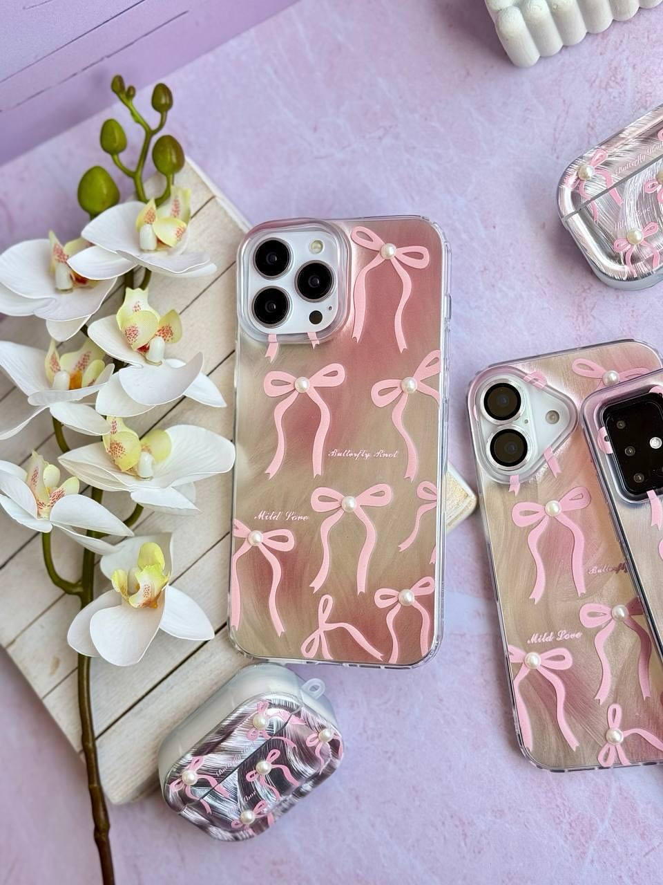 Pink Ribbon Bow Case For IPhone 11-17 pro max