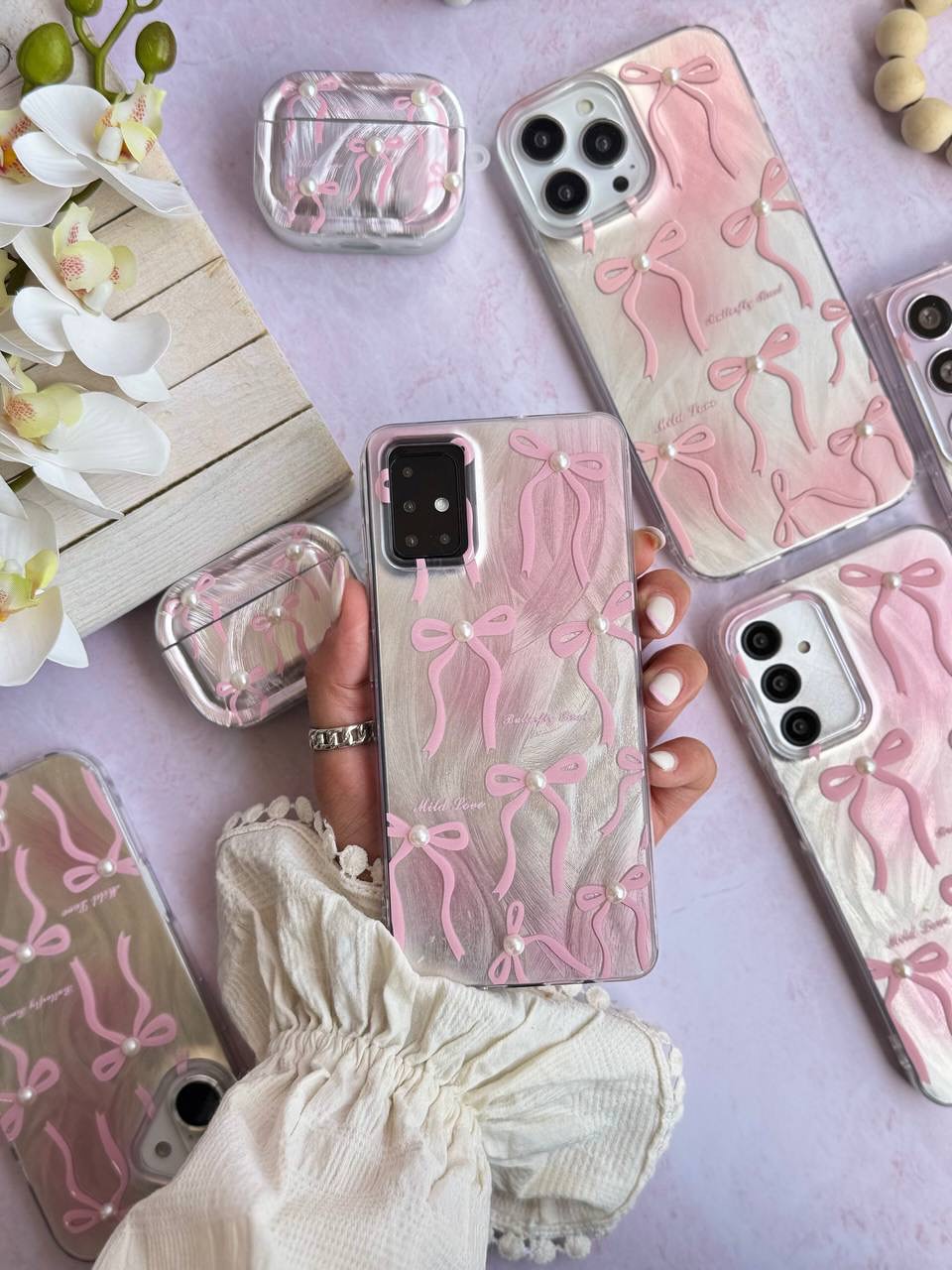 Pink Ribbon Bow Case For IPhone 11-17 pro max