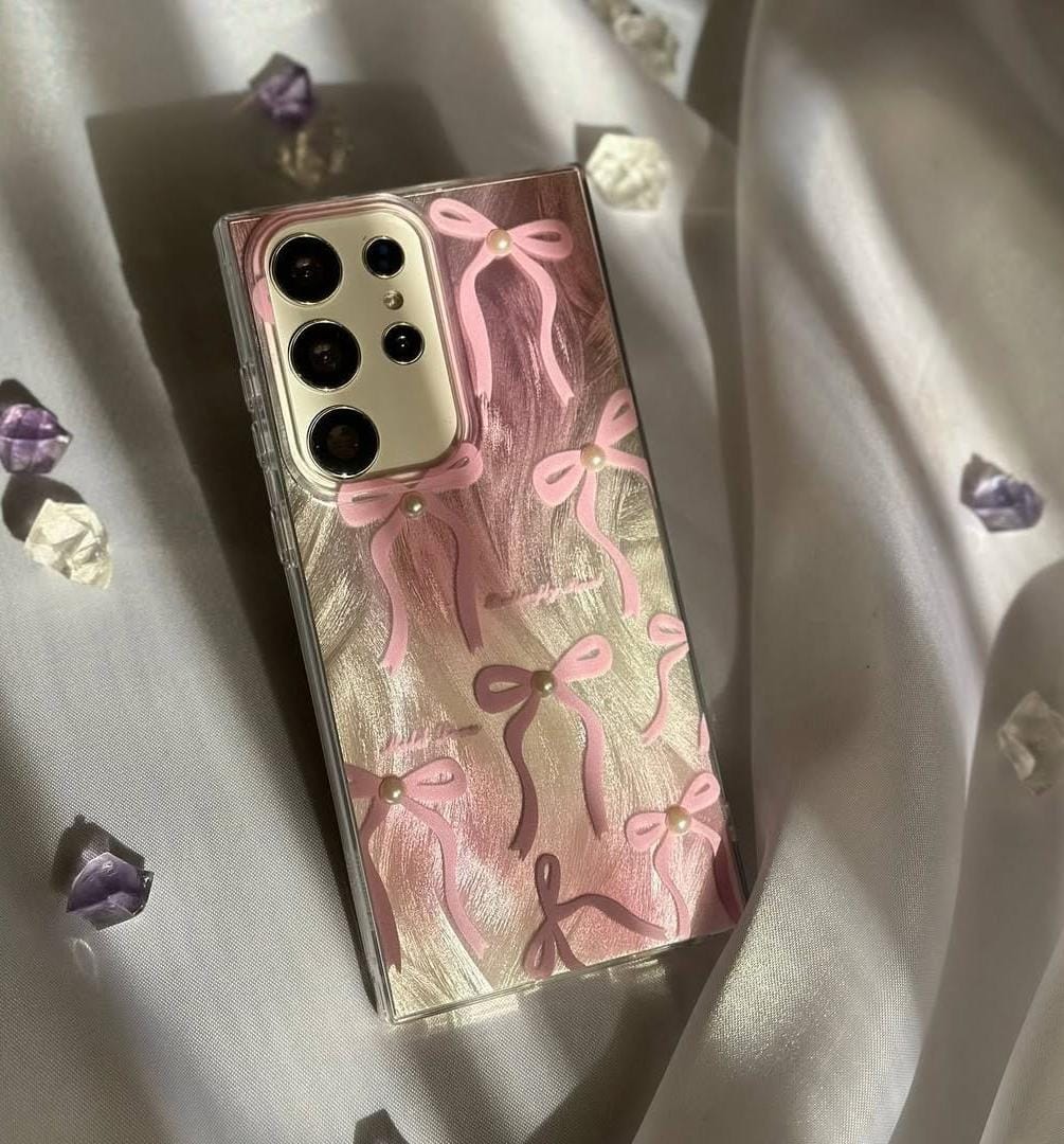 Pink Ribbon Bow Case For IPhone 11-17 pro max