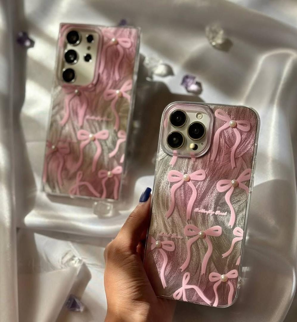 Pink Ribbon Bow Case For IPhone 11-17 pro max