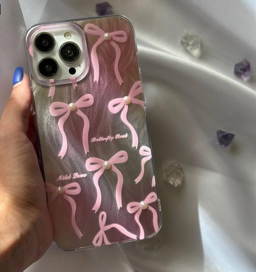Pink Ribbon Bow Case For IPhone 11-17 pro max