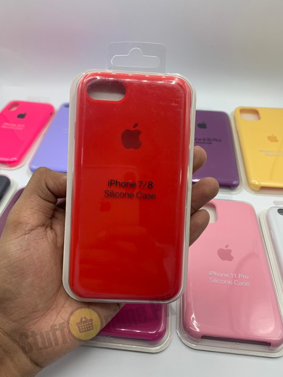 APPLE iPhone 7/8/SE 2020 Silicone Logo Case Purple Red Pink Yellow Lilac Plum Maroon