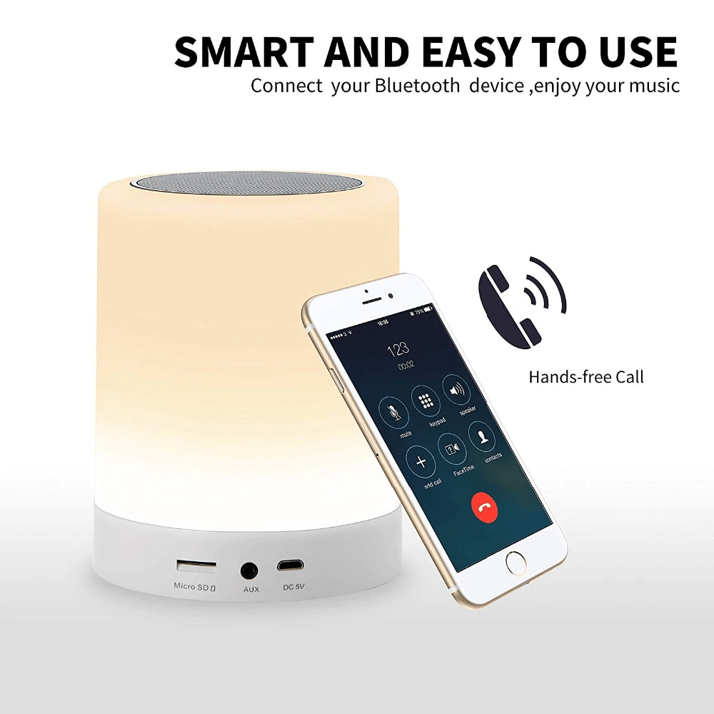 Wireless Portable Bluetooth Speaker Mini LED Music Audio AUX TF USB Stereo Sound Speaker 7 Colors Touch Control Table Lamp