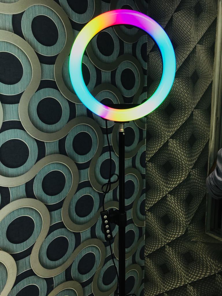 26cm/33cm RGB Ring Light With 7 ft Tripod Phone Clip Selfie Colorful Photography Lighting for TikTok Vlogging Short Video YouTube Live