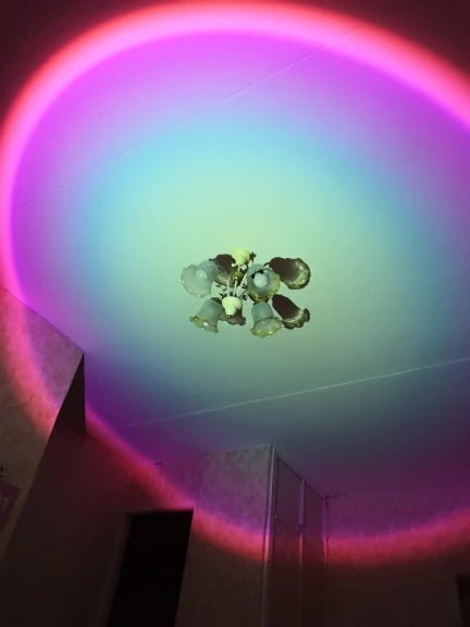 4 in 1 Sunset Lamp Rainbow Projector Mood Light Living Room Bedroom Night Light Room Decor Bar Atmosphere Photography Background