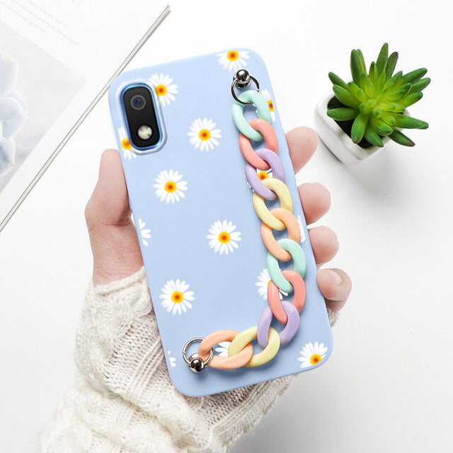 Daisy Flower Sky Blue Case With Chain