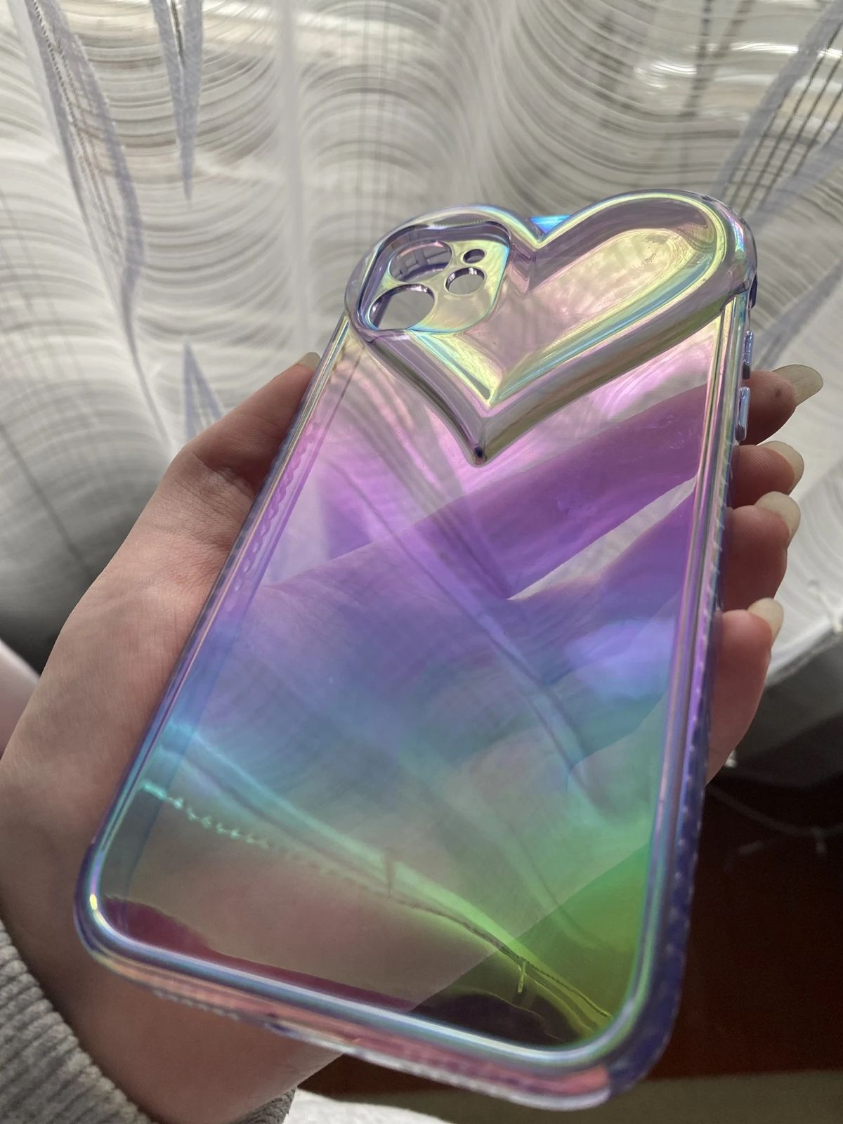 Holographic Heart Phone Case for iPhone - Clear, Glitter, Protective
