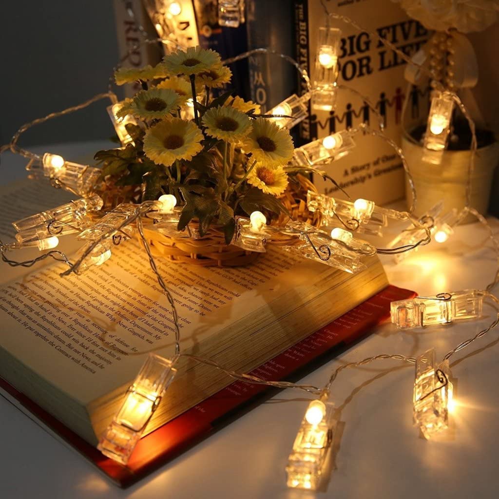 20 LED String (3M/11Ft)Fairy Lights with Clips for Hanging Photos Pictures and Memos, Perfect for Dorm Bedroom Home Decor
