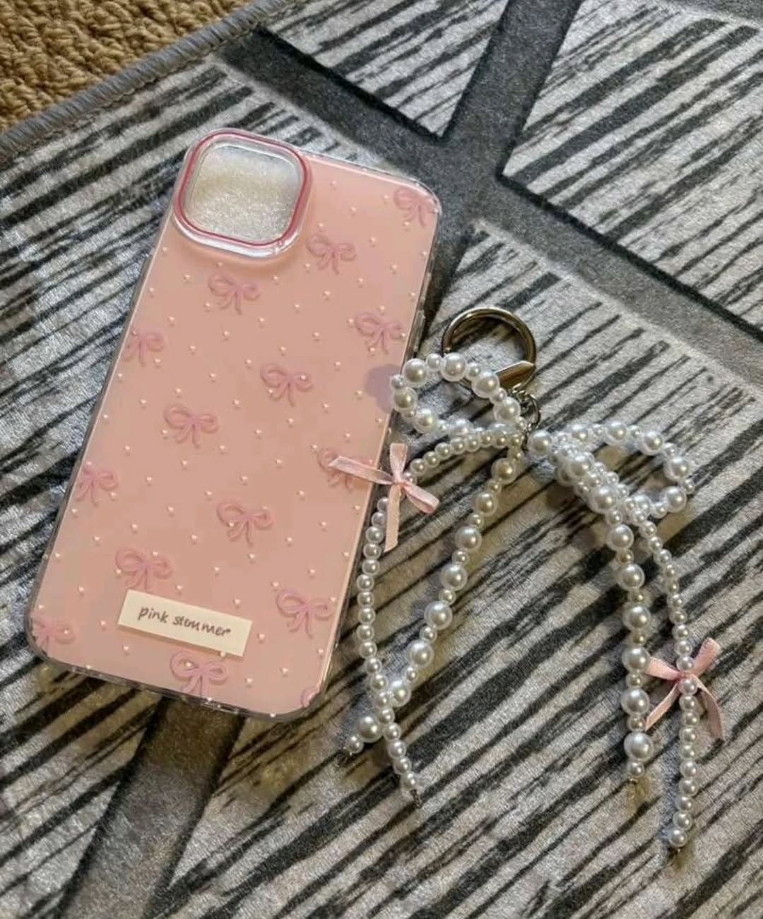 Luxury Pearl Bow iPhone Case – Pink Summer Aesthetic