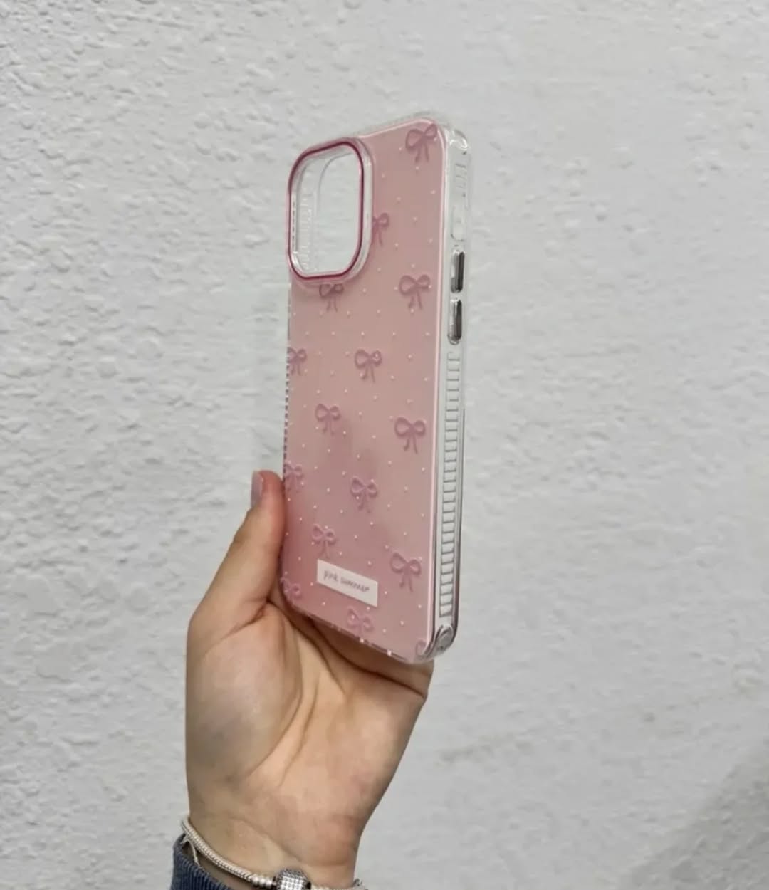 Luxury Pearl Bow iPhone Case – Pink Summer Aesthetic