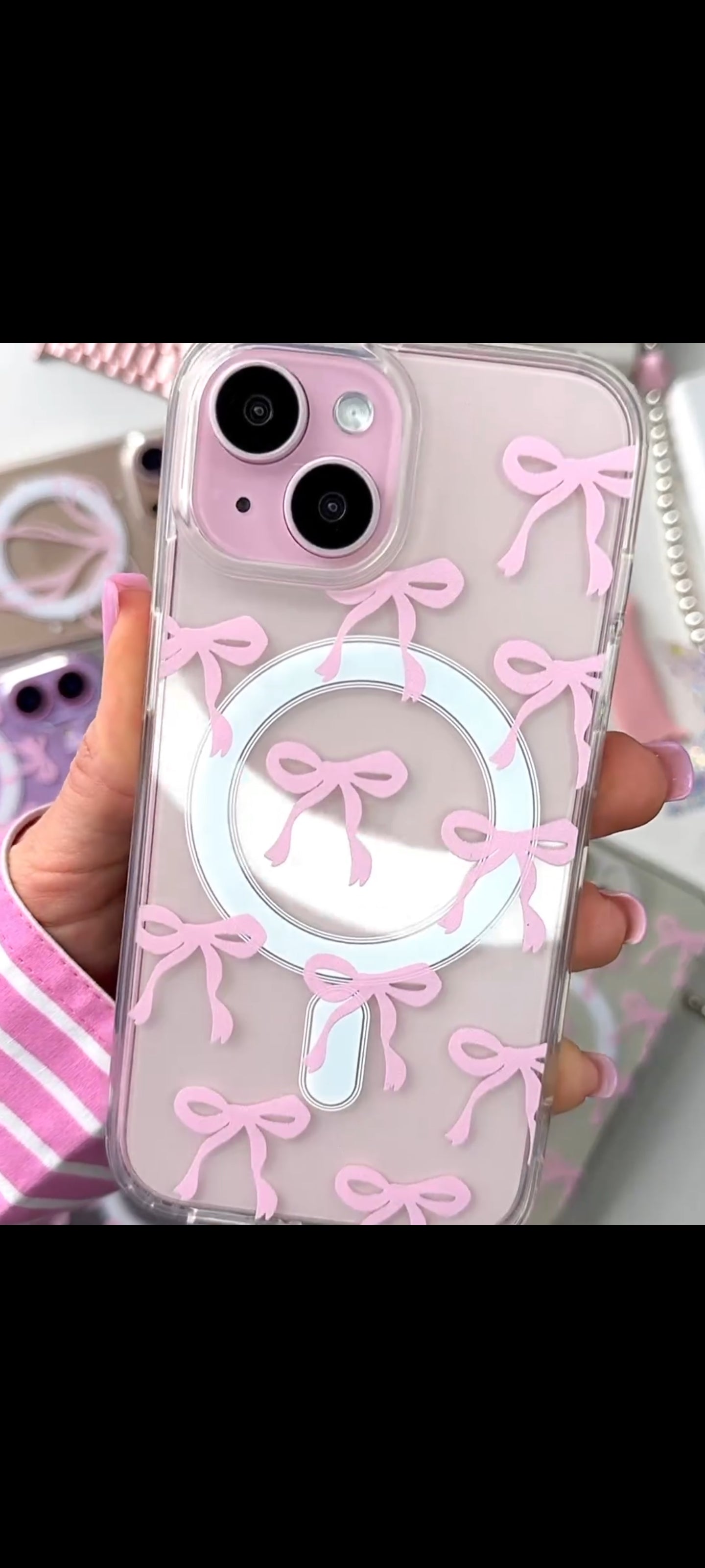 Transparent Magsafe Case with bow print