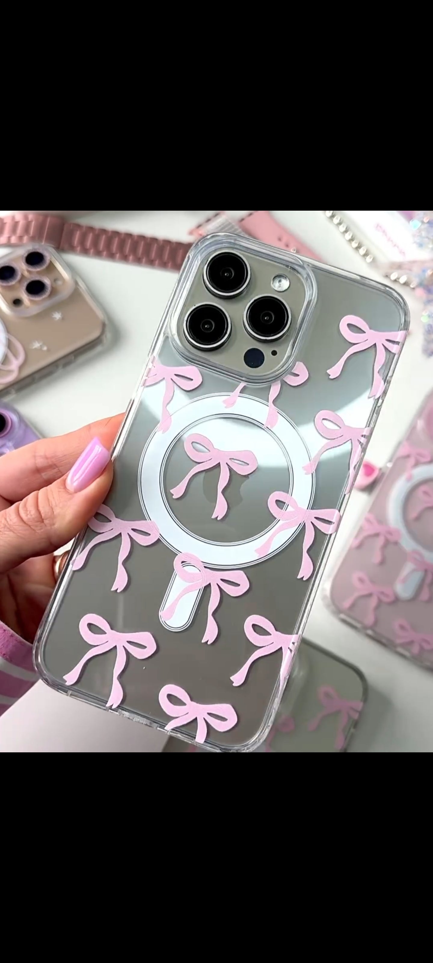 Transparent Magsafe Case with bow print